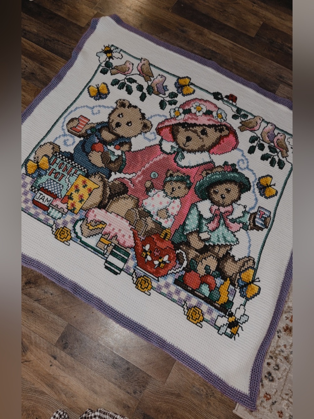 Vintage Hand Knit Quilt 47x49”